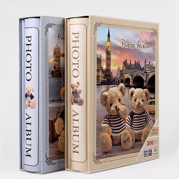 6 Inch 200 pocket Teddy Bear Photo Album Scrapbook Interleaf Type With Paper Cover Children Gift Album Home Decoration Albums SH190910
