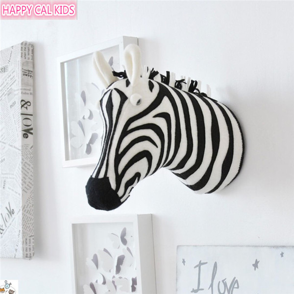 Zebra 3d Animal Head Figurines Statues Ornaments For Children Room Wall Birthday Party Christmas Hanging Decor Gift J190521