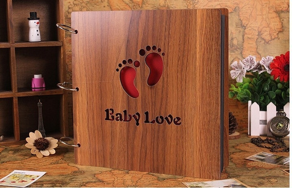 12 Inch Wooden Sculpture Print Children Diy Photo Album Scrapbooking Homemade Gift Handmade Baby Album Photo NL146 SH190910