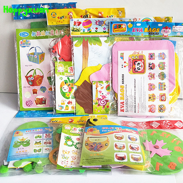 Happyxuan 8 Designs/lot Kids Diy Art Craft Kits Set Eva Foam Stickers Kindergarten Creative Handmade Educational Toy Girls Gift J190521