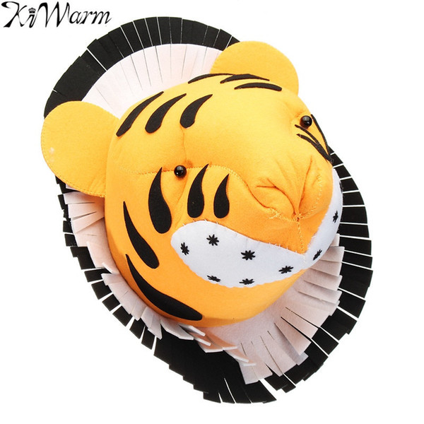 Kiwarm Hot Tiger 3d Felt Animal Head Figurines Ornaments For Birthday Party Christmas Children Room Wall Hanging Decor Gift J190521