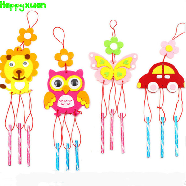 Happyxuan16pcs 2018 Handmade Felt Fabric Toys Hangings Wind Chimes Cartoon Animal Diy Art Craft Kits Kindergarten Kid Education J190521