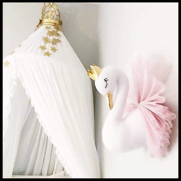 Swan Wall Mount Stuffed Animal Heads For Children Room Wall Decor Baby Nursery Hanging Decor Kids Toys For Girls Cloth Doll Gift J190521