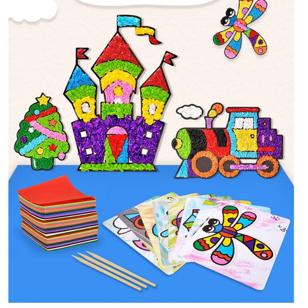 Creative Rubbing Paper Painting Handmade Material Bag For Children Diy Sticker Toys Kindergarten Gifts Sticky Paper Painting J190521
