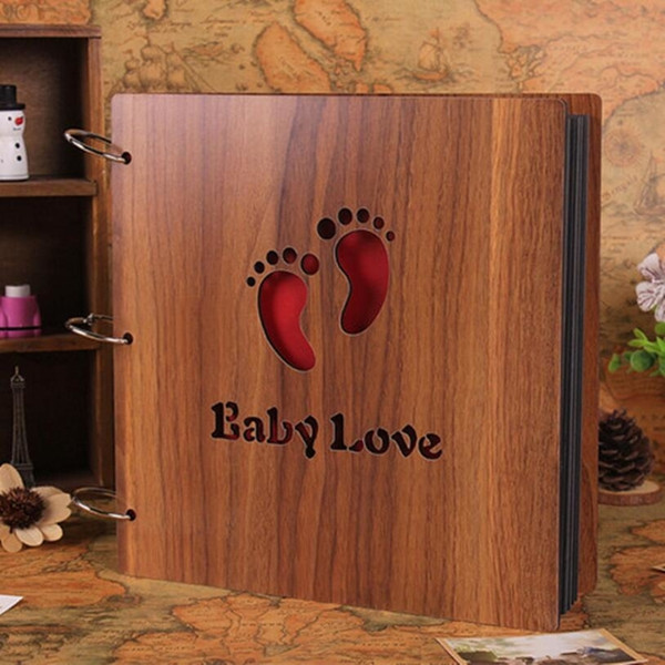 29x29cm Big Wood Cover photograph Album Black Paper Photo Album Crafts baby growth record book Wedding Gift Child birthday gifts SH190910