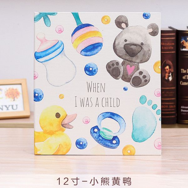Leather cover baby infant children growth record DIY photo album 12 inch 18 inch this newborn paste type family photo album SH190910