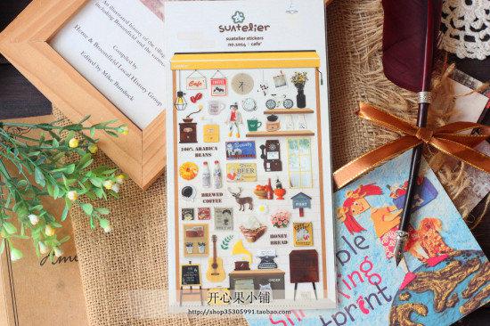 Children's stationery A30-210 Free Shipping/ New cute 3D Coffee Museum pvc sticker /dandys
