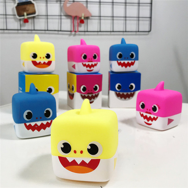 JUXU Baby Shark Music Toys Singing Cube Or LED+ Play In Water Vinyl Doll Kids Cartoon Animal English Song Gift Novelty Items