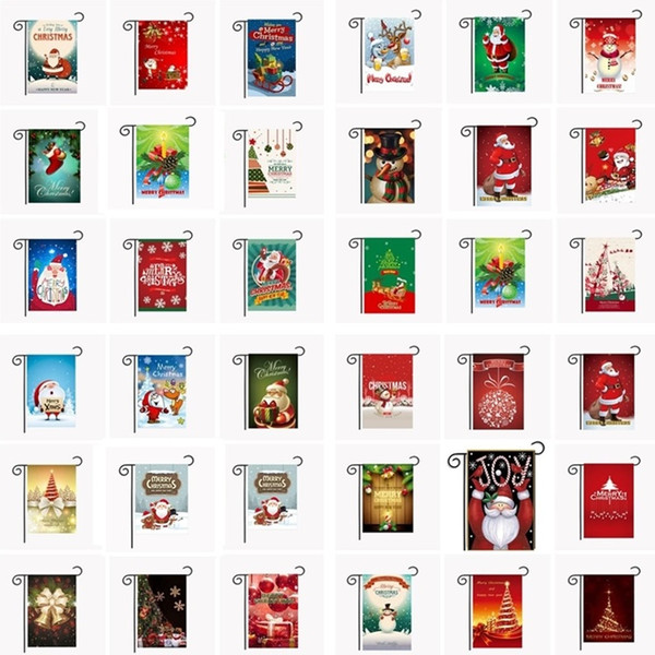 Newest 50 colors Christmas Garden Flags 30*45cm Outdoor Hanging Polyester Garden Flags Christmas Decorations Xmas House Decoration Keepsakes