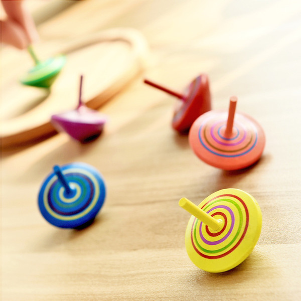 Wooden Little Gyro Desktop Decompression Nostalgic Small Wooden Top Wood Gyroscope Toy Gifts