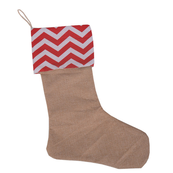 Chirtsmas day children candy gifts packed stockings canvas 7 style chevron x'mas day package sack decoration socks