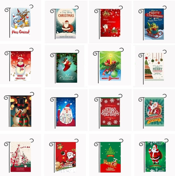 New 50 colors Christmas Garden Flags 30*45cm Outdoor Hanging Polyester Garden Flags Christmas Decorations Xmas House Decoration Keepsakes