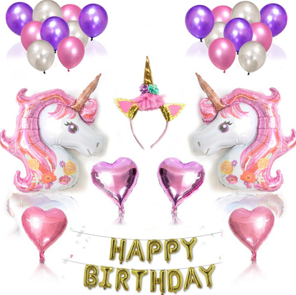 9 styles Unicorn them Kids Birthday Party Decorations Baby Shower Party Supplies happy Birthday Latex Balloons