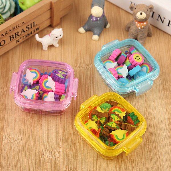 2018 New 1 Box of Lovely Rubber Eraser Set Stationery Novelty Children Gift