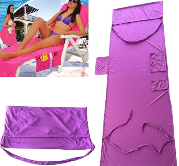 JUXUA 9 Colors Microfiber Beach Chair Cover towel Lounge Chair Cover Blankets Portable With Strap Beach Towels Double Layer Thick Blanket