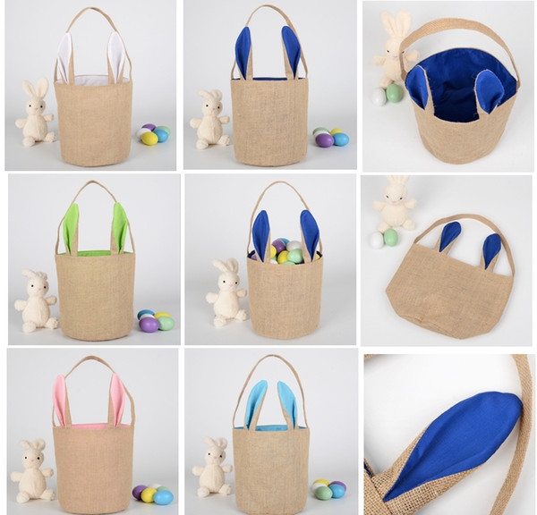 Easter Bag Easter Bunny Tote Bag Easter Bunny Basket Candy Gift Burlap Jute Bags Birthday Party Supplies