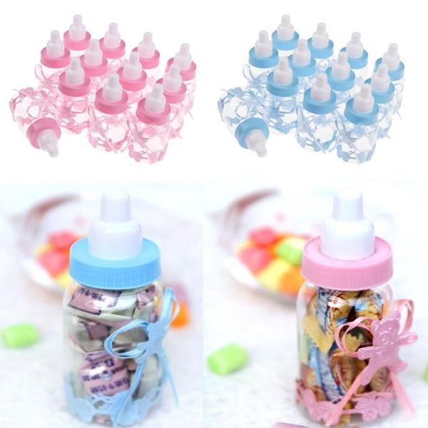 10Pcs BabyShower Baptism Christening Birthday Gift Party Favors Candy Box Bottle