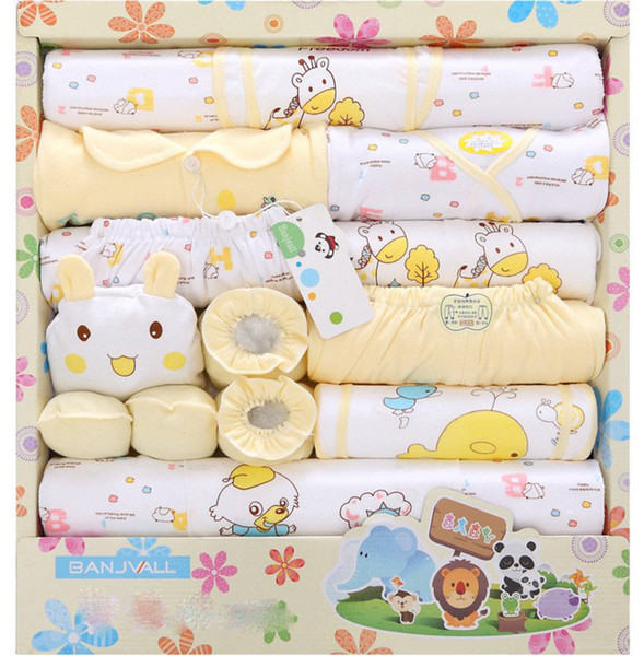 Cartoon printing 18pcs set 100% cotton newborn baby winter clothing infants cute suit newborn gift box