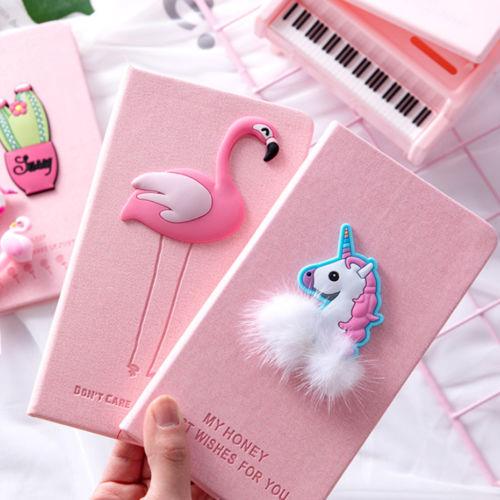 Multi Styles Delicate Diary Stereo Flamingo Unicorn Notebook With Pen Animals Designs Student Notepad School Supplies NNA364