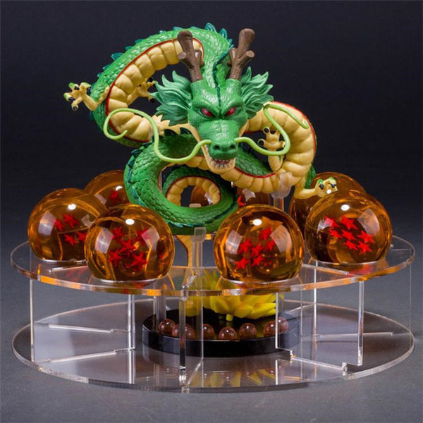 JUXU PrettyBaby dragon ball action figures lot shenron figure Shenlong pvc with dragonball z crystal ball set 4.5cm dragon ball shelf full