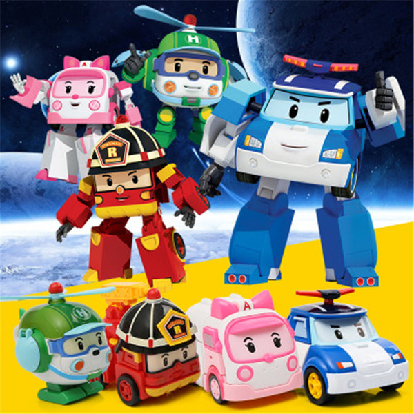 JUXU Creative Firefighting Deformation Car Kids Toys Action Figures Cartoon Anime Robot Rescue Team Kids Transformation Toy Birthday Gift