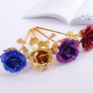 Gold Foil Plated Rose Gold Leaf Rose Wedding Supplies Valentine's Day Birthday New Year Gifts Sets Decorative Flowers Party Decor GGA1525