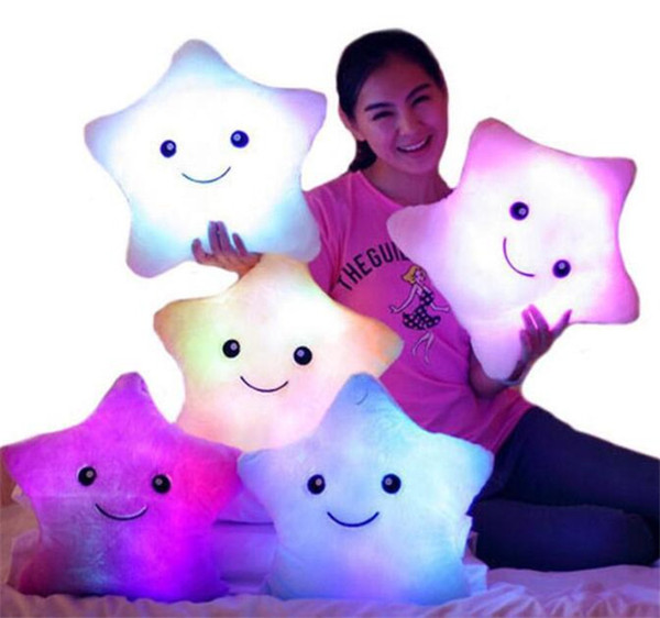 JUXU LED Flash Light Hold pillow five star Doll Plush Animals Stuffed Toys 40cm lighting Gift Children Christmas Gift Stuffed Plush toy