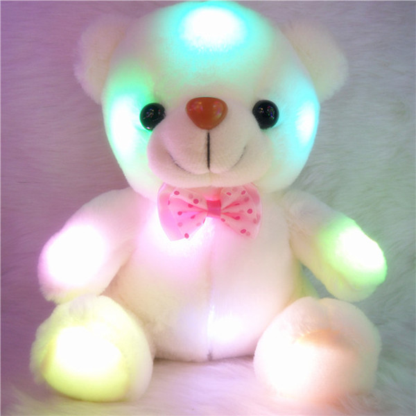JUXU Colorful LED Flash Light Bear Doll Plush Animals Stuffed Toys Size 20cm - 22cm Bear Gift For Children Christmas Gift Stuffed Plush toy
