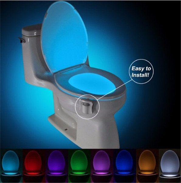 JUXU New Toilet Night Light LED Sensor Motion Activated Toilet Bathroom Washroom Night Lamp Toilet Bowl Light Sensor Seat Nightlight