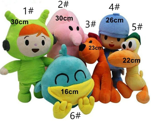 JUXU Pocoyo Plush Toy 6pcs/lot Kids Soft Stuffed Animals Dolls Cartoon Elly Pato Loula Toys for Children 16-30cm