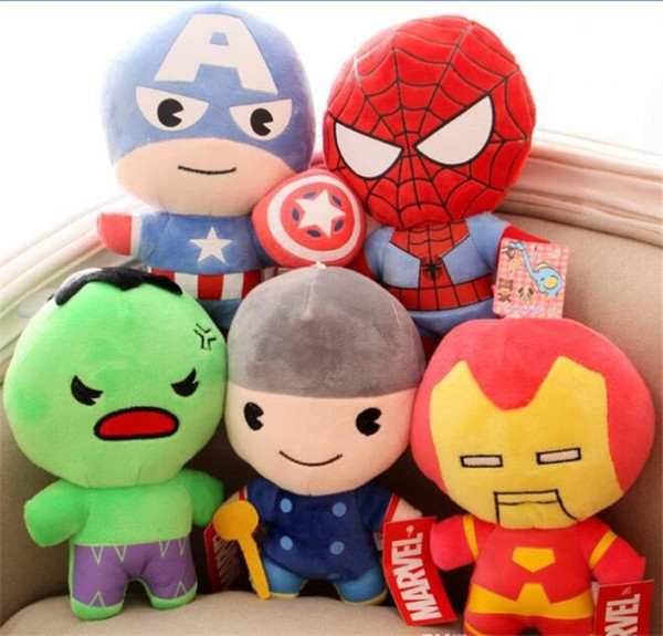 JUXU The Avengers Captain America Iron Man Spiderman Hulk Thor Plush Toys Kawaii Stuffed Soft Toys Superhero Plush Dolls Peluches