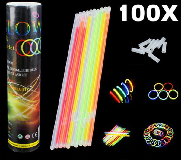 JUXU 20cm Multi Color Hot Glow Stick Bracelet Necklaces Neon Party LED Flashing Light Stick Wand Novelty Toy LED Vocal Concert LED Flash