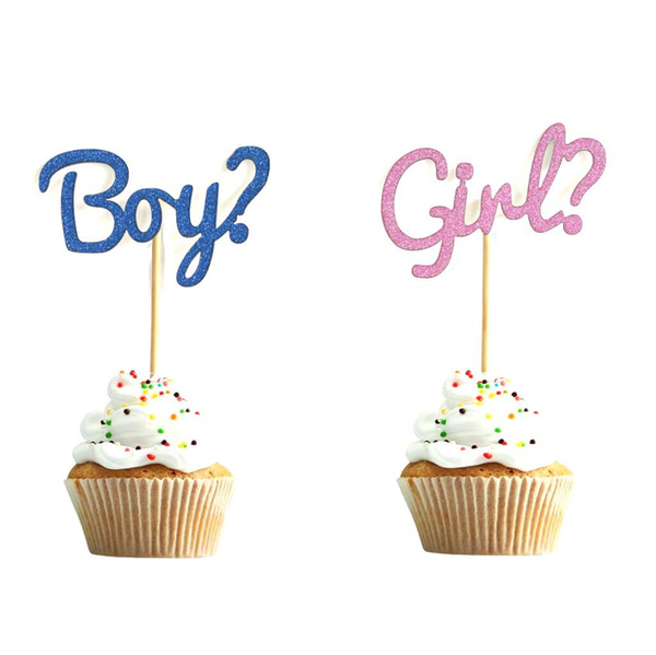 50pcs Boy Girl Gender Reveal Cake Toppers Baby Gender Secret Cupcake Topper Cake Decorations Party Decorations Supplies