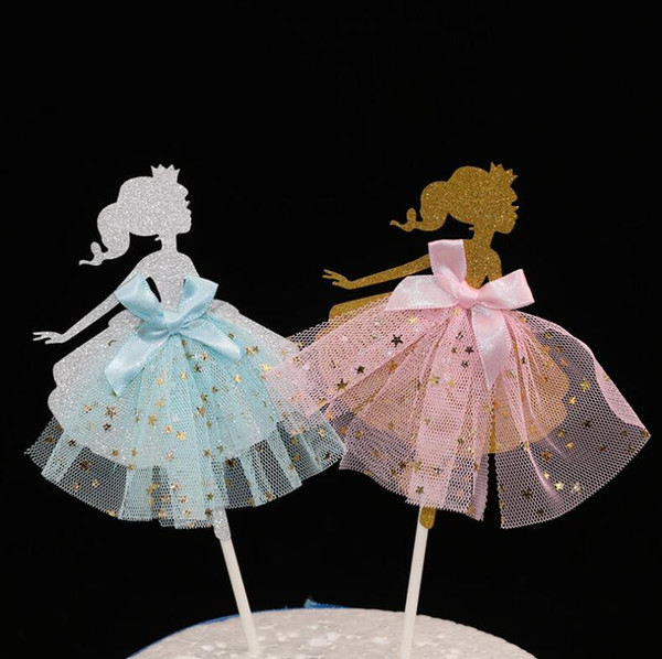 20pcs Princess girl veil Cake Toppers Baby Shower Cupcake Topper Cake Decorations Party Decorations Supplies