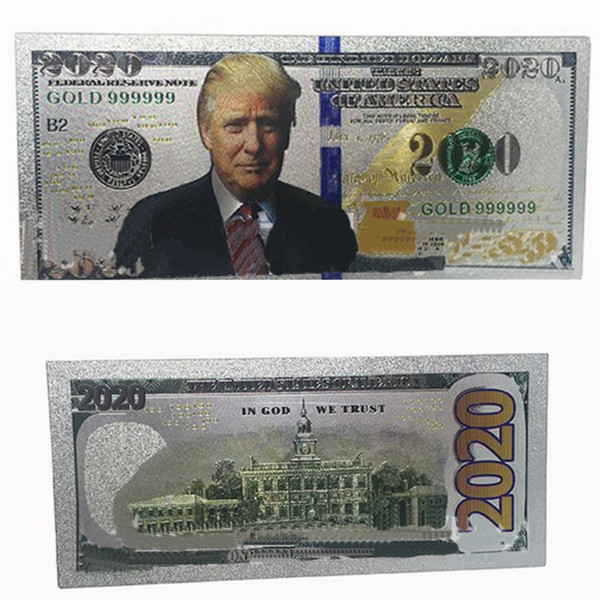 Promotion US President Donald Trump New Colorized $2020 Dollar Bill Silver Foil Banknote Trump Commemorative Fake Money