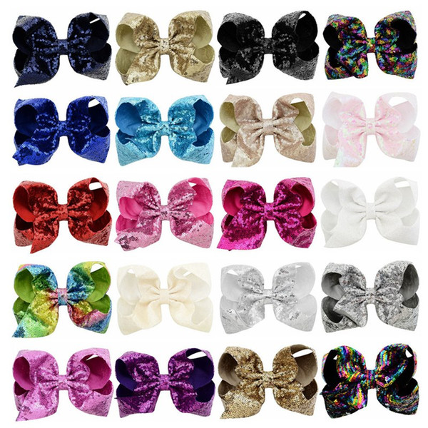 Sequin Bow Hair Clips Girls 8 Inch Sequin Bow Cute Barrettes Kids Children Hair Bow Beautiful Accessories HHA994