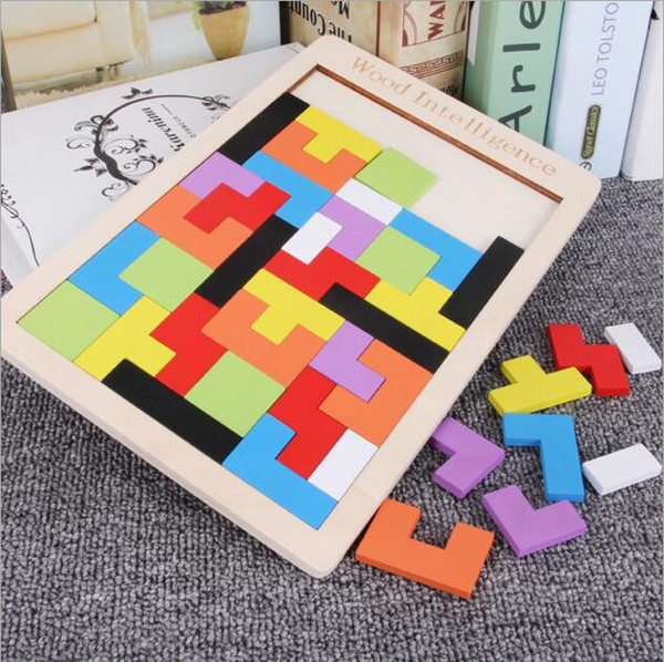 Kids Toys Wooden Tangram Brain Teaser Puzzle Toy Tetris Game Preschool Magination Intellectual Educational Kid Toy Gift party favor YSY174