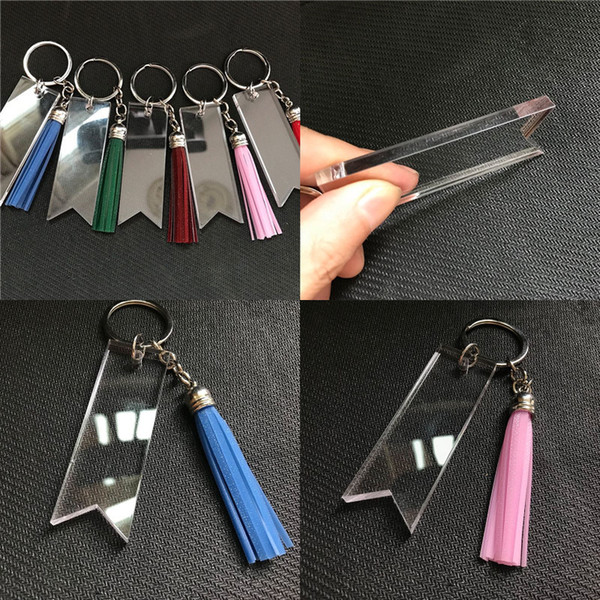 Tassel Glitter Keychain Charms Fashion Acrylic PVC Key Ring Multicolor Pendant Drop Oil Acrylic Keychain Keepsakes Kids Gift Hot A101602