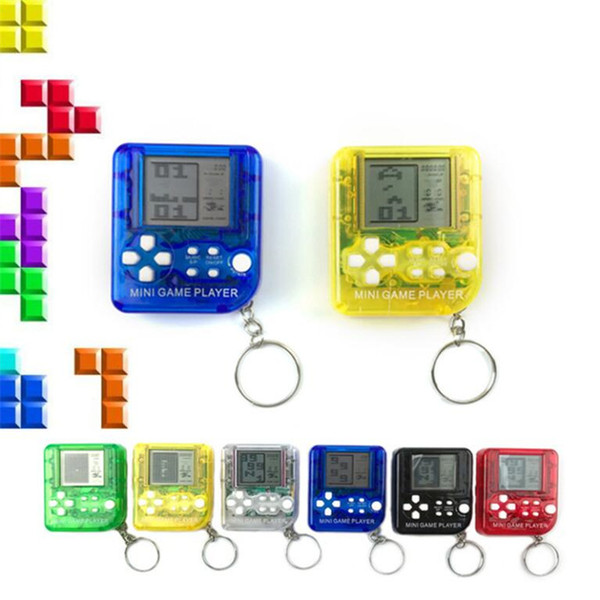 2019 Mini Handheld Tetris Game Console Pendant Keychain Portable Retro Classic LCD Players Children Educational Electronic Toys Gifts A10902