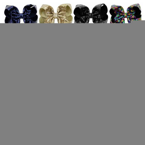 Sequin Bow Hair Clips Girls 8 Inch Sequin Bow Cute Barrettes Kids Children Hair Bow Beautiful Accessories HHA994