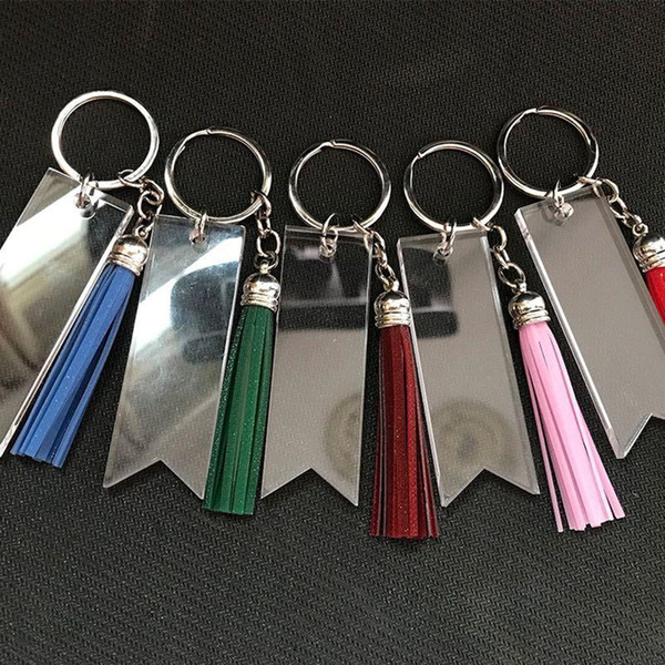 Fashion Acrylic Keychain Charms Multicolor PVC Glitter Tassel Pendant Key ring Drop Oil Acrylic Key chain Commemorative Gift A101602