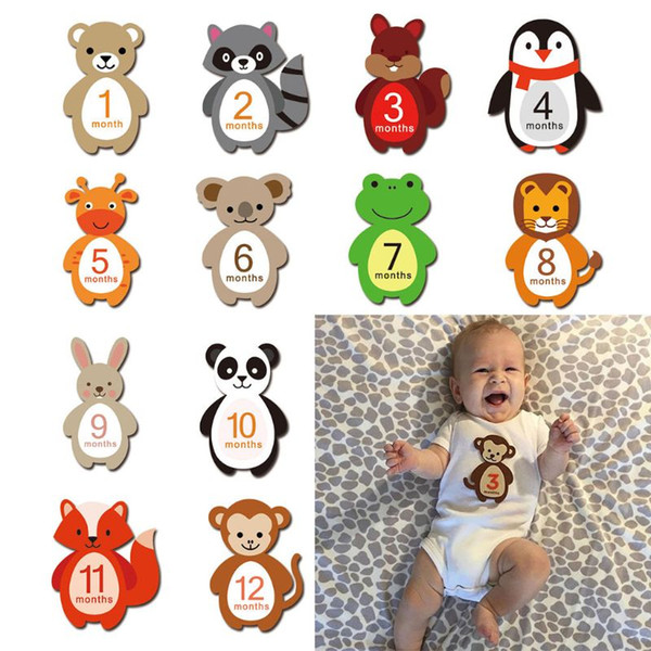 1-12 Months Baby Monthly Milestone Sticker Baby Photography Props Photo