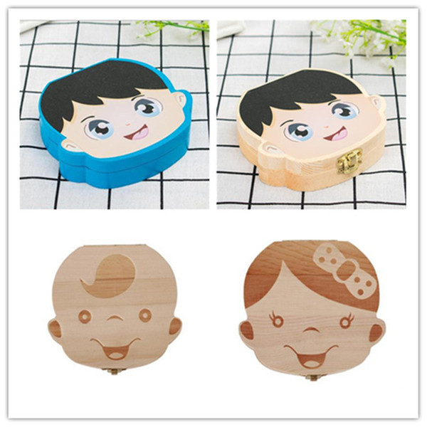 8 Colors Baby Tooth Box for Kids Save Milk Teeth Boys Girls Color Painting Image Wooden Organizer Deciduous Teeth Boxes Creative Gift C61406