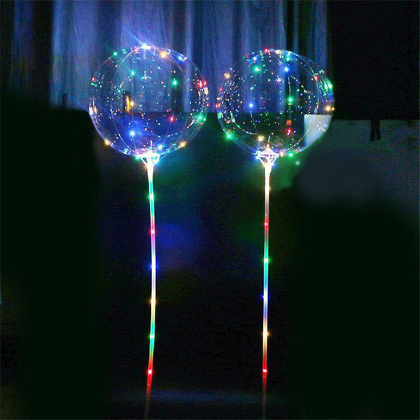 LED Blinking Balloon Transparent Luminous Flashing BOBO Ball Balloons with 70cm Pole 3M String Balloon Xmas Wedding Party Decorations sale