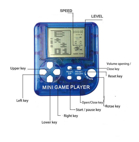 Cheap Toy Portable Mini Retro Classic Tetris Game Console Keychain LCD Handheld Game Players Anti-stress Electronic Toys Kids Gifts A10902