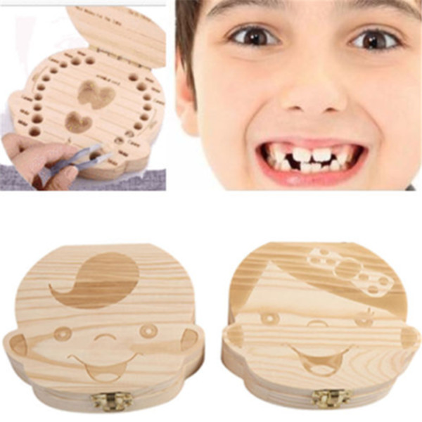 Kids Tooth Box Organizer Baby Save Milk Teeth Wood Storage Collecting Teeth Cord Box for Boy Girl Image Wooden Box Wooden Color A12193 new