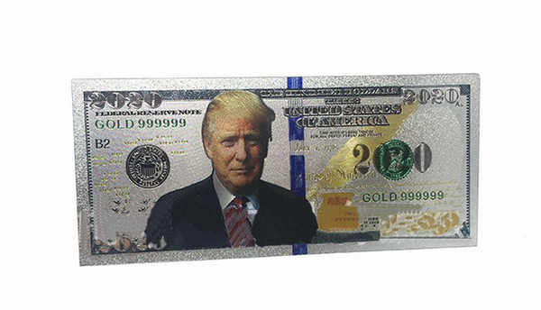 2020 New Promotion US President Donald Trump New Colorized $2020 Dollar Bill Silver Foil Banknote Trump Commemorative Fake Money CA