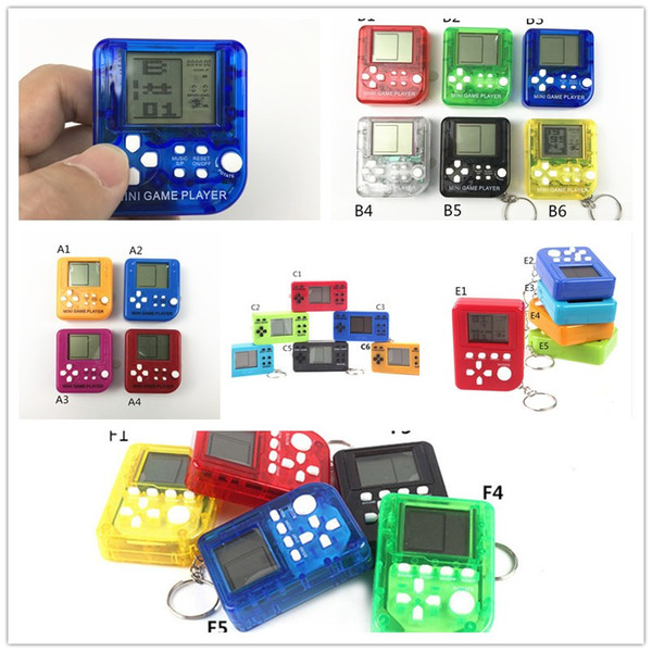 6Style Mini Handheld Tetris Game Console Keychain Pendants Retro Classic LCD Players Children Toy Mini Electronic Games Pets Gifts A10902