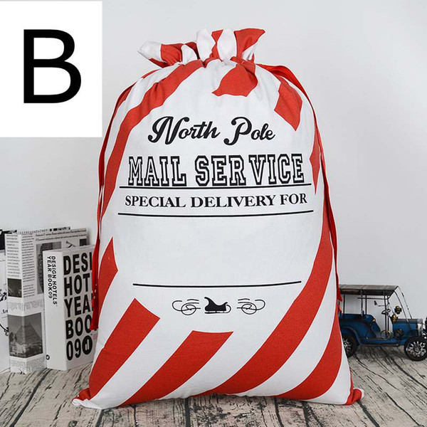 xmas red white striped envelop canvas santa sack Christmas drawstring gift bags kids candy bag indoor decoration X-mas presents bags 50*70cm