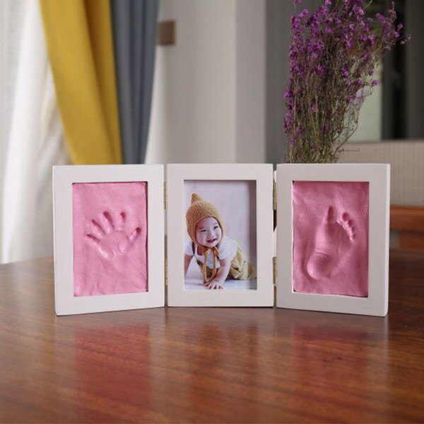 Cute Baby Photo frame DIY handprint Imprint Air Drying Soft Clay Footprint Kids Casting Parent-child hand inkpad